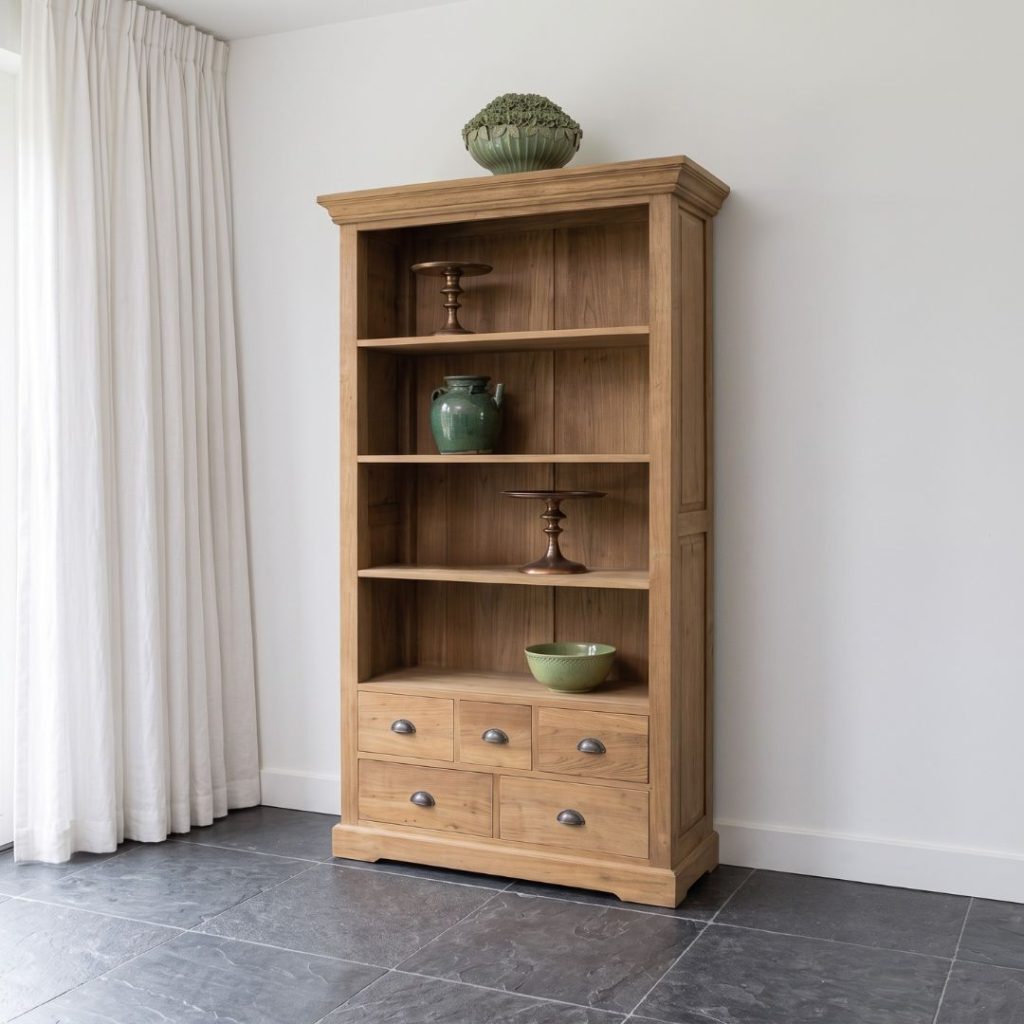Boekenkast Bologna van Tower Living nu verkrijgbaar bij HUUS, perfect voor ieder landelijk interieur.