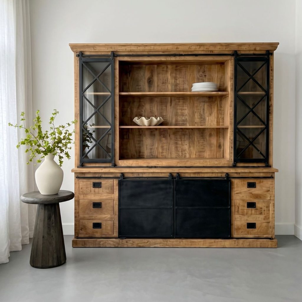 Buffetkast Lotte gemaakt van mangohout 200CM en perfect voor ieder industrieel interieur.