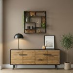 Dressoir Bresso Tower Living gecombineerd met Wandrek Jolande vierkant van HUUS
