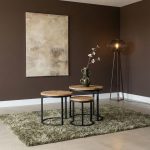 Salontafelset Anne klein gemaakt van mangohout met metalen frame passend in elk interieur