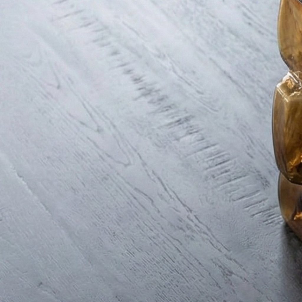 detailfoto zwart mangohouten tafelblad rechthoekige eettafel Apeldoorn HUUS