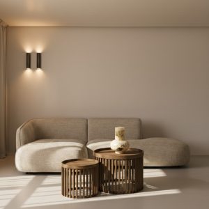 Rechtte salontafelset Pascal gemaakt van mangohout en perfect voor een modern interieur.