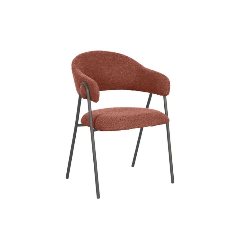 Eetkamerstoel Emma van LABEL51 terra bouclé schuinaanzicht