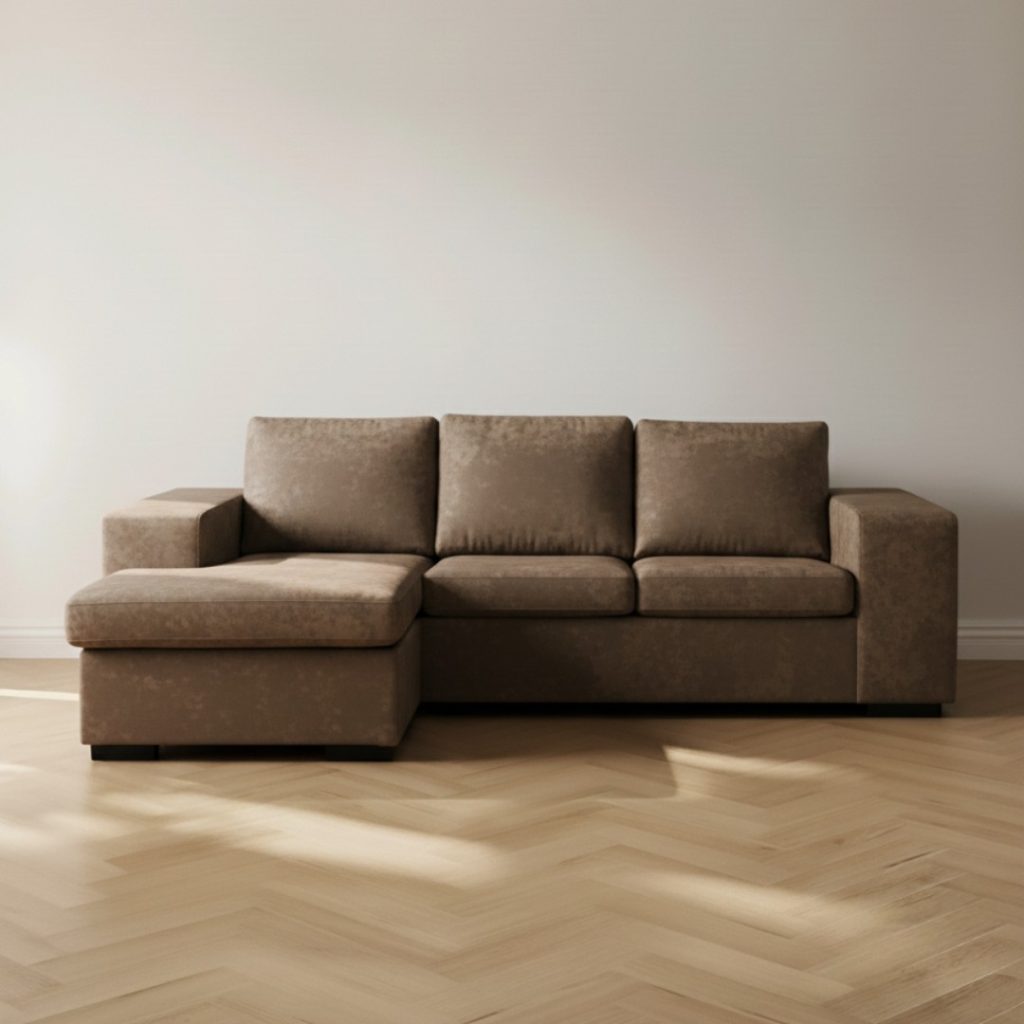 Bruine comfortabele hoekbank Jacob voor in ieder interieur.