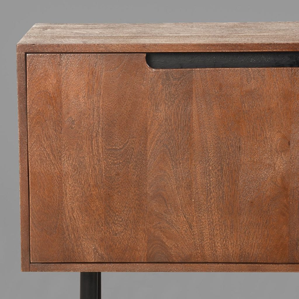 Detailfoto tv-meubel kast, mangohout in espresso kleur