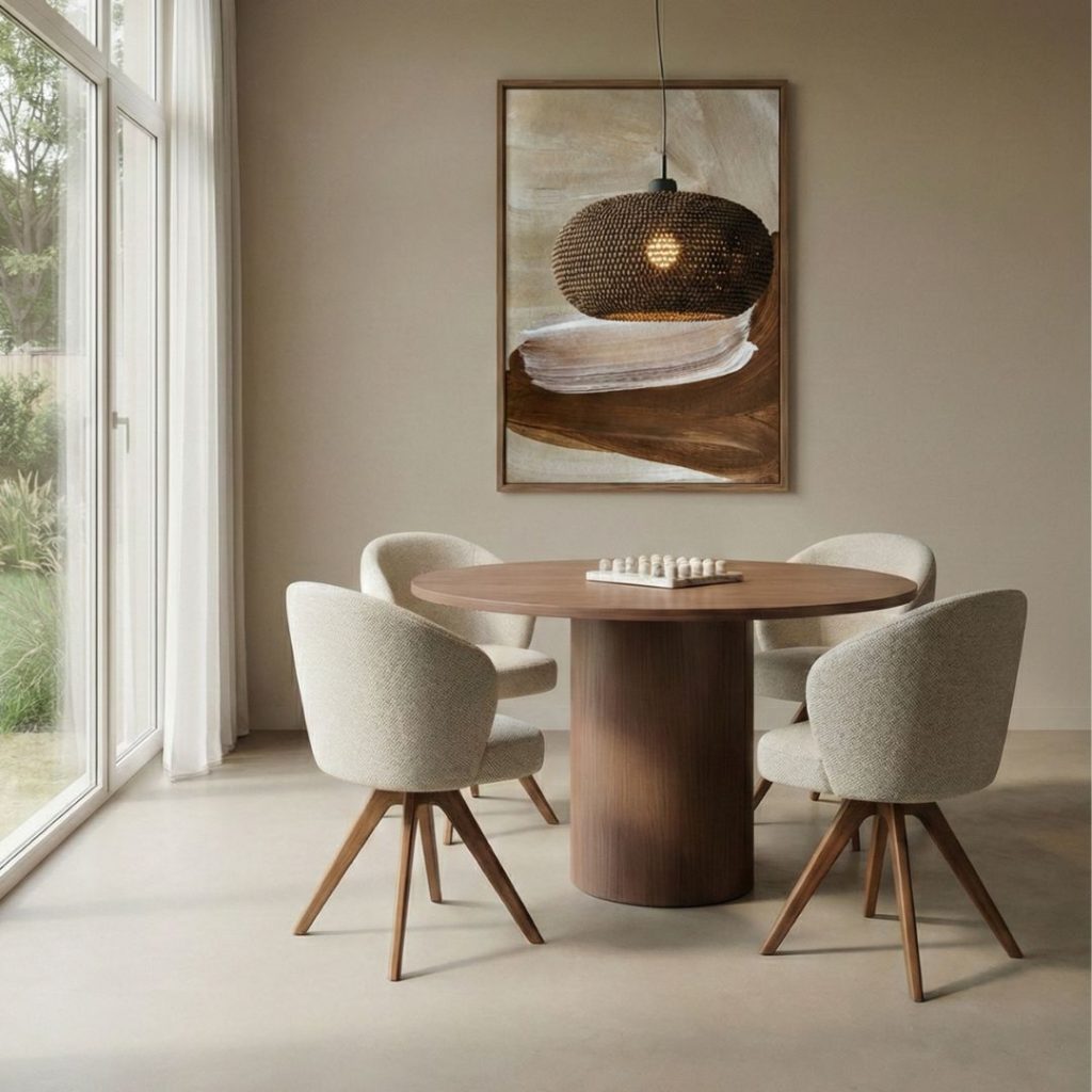 Ronde eettafel Oliva van LABEL51 met cilindervormige poot