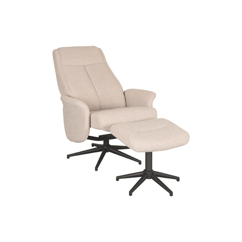 lichtstand fauteuil Sam met hocker beige boucle LABEL51