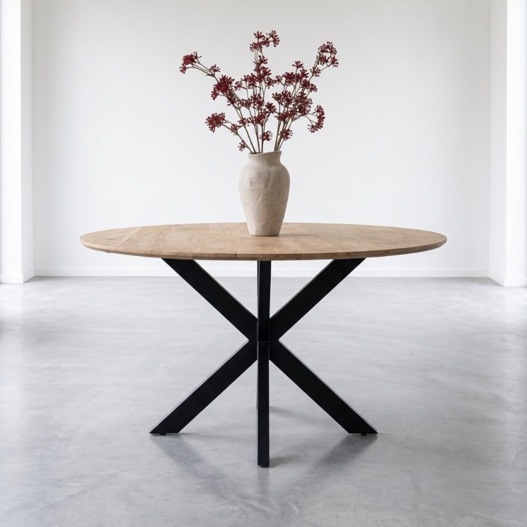 Gezanstraalde eettafel Madrid in naturel mangohout van HUUS