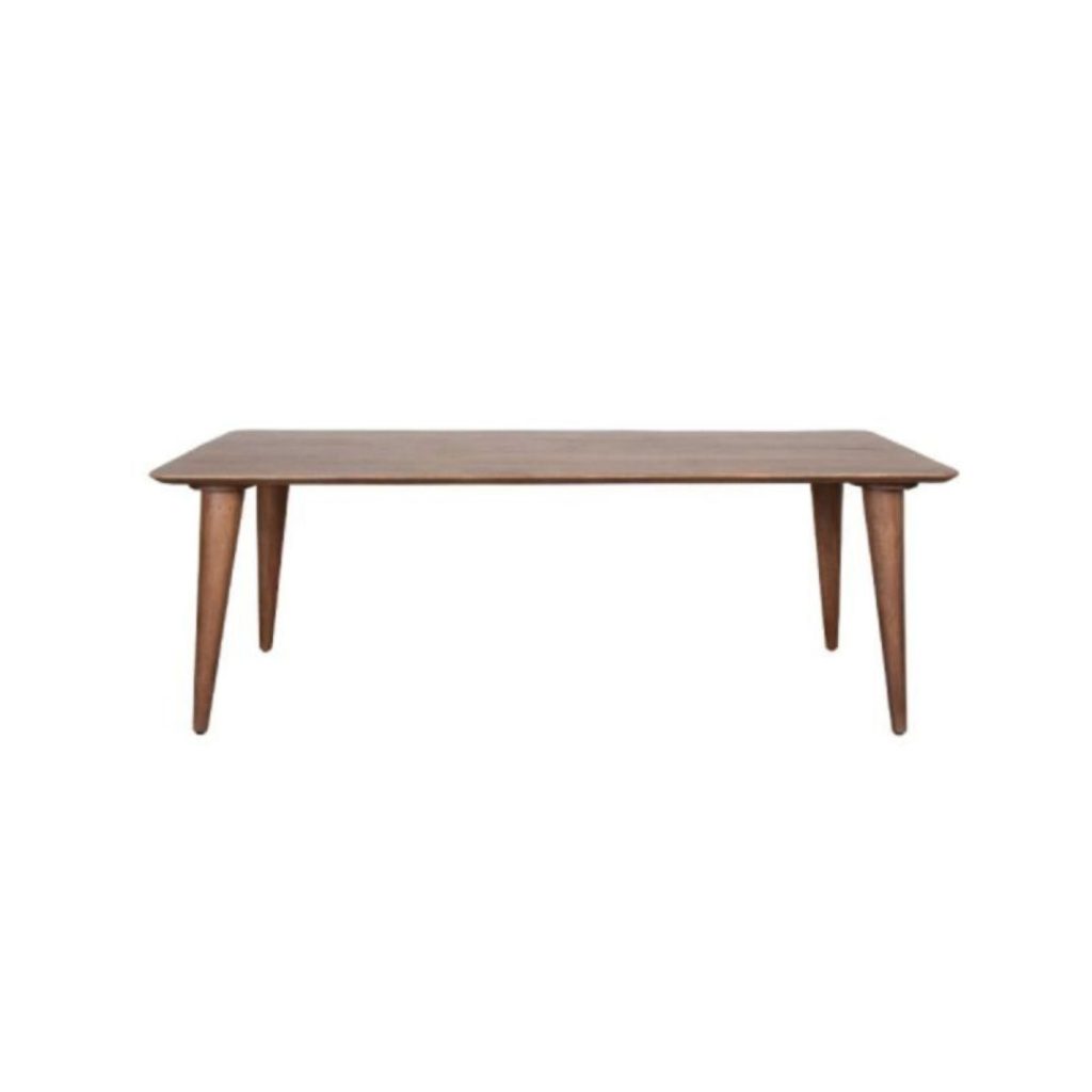 Eettafel Fly van LABEL51 in bruine houtkleur met modern onderstel.