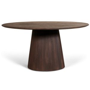 Eettafel Japandi Rond Donkerbruin Hout