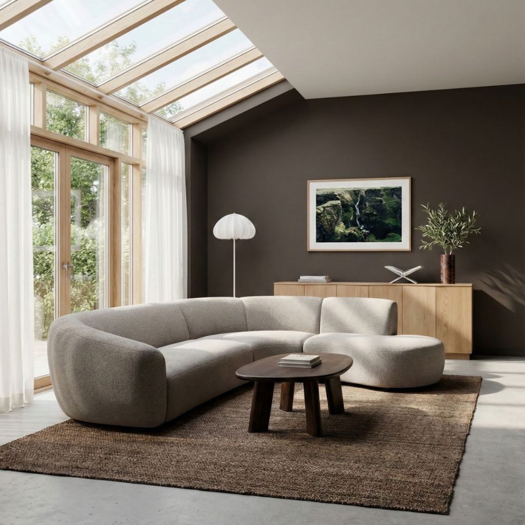 Hoekbank Florence van LABEL51 met organische vormen in een stijlvol interieur