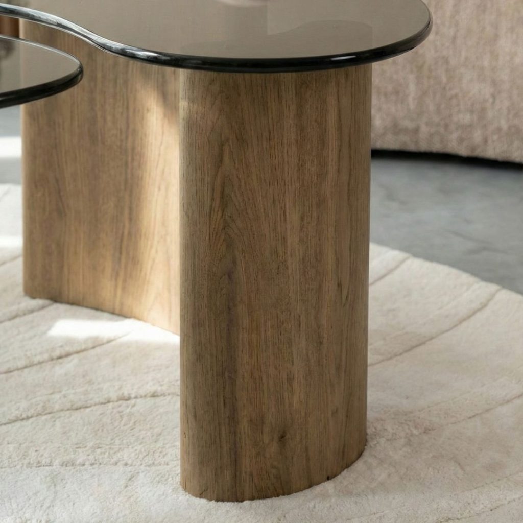 Salontafelset Fenna uit de HUUS Premium Collectie detailfoto houten poot