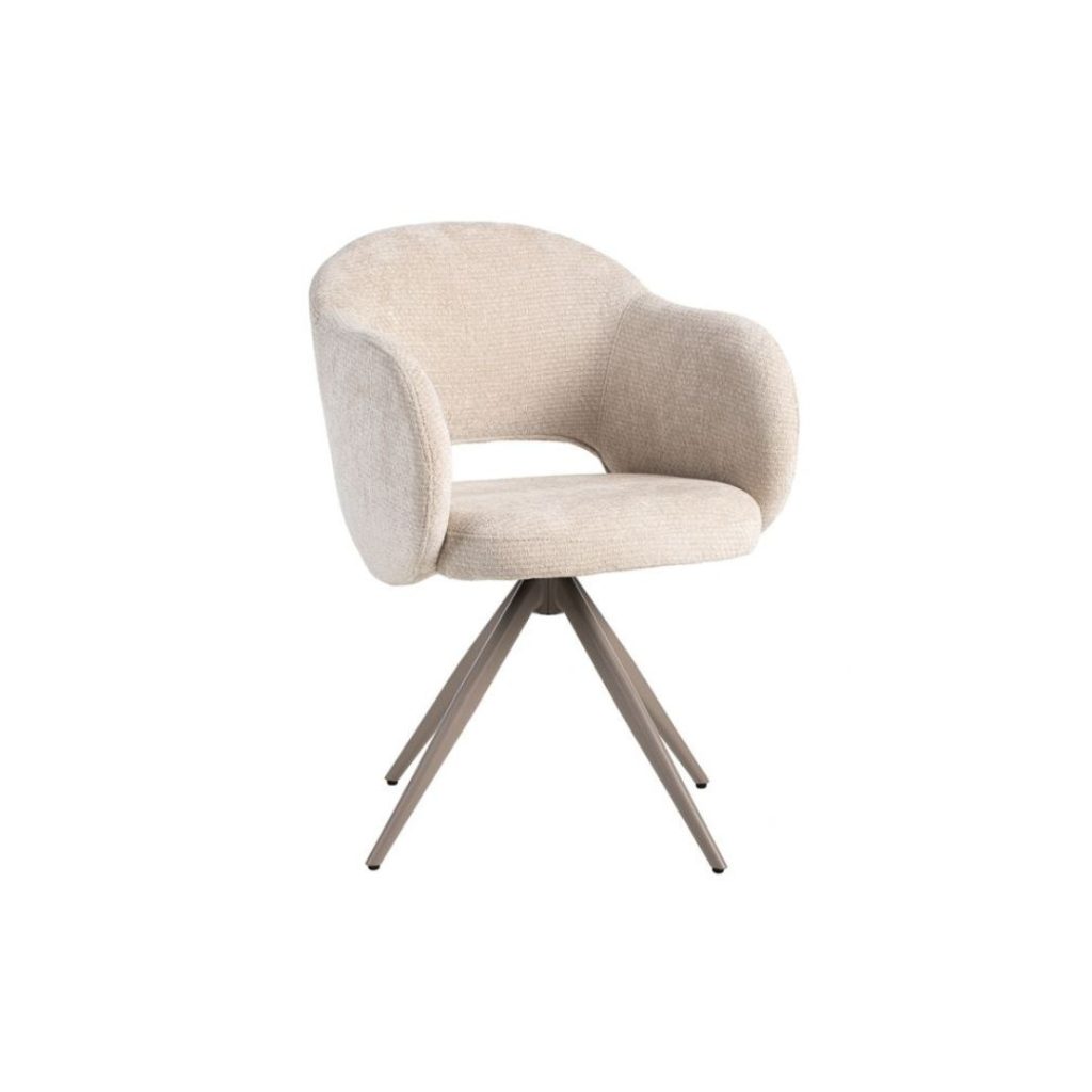 Eetkamerstoel Lela LABEL51 vooraanzicht naturel Elite stof taupe frame
