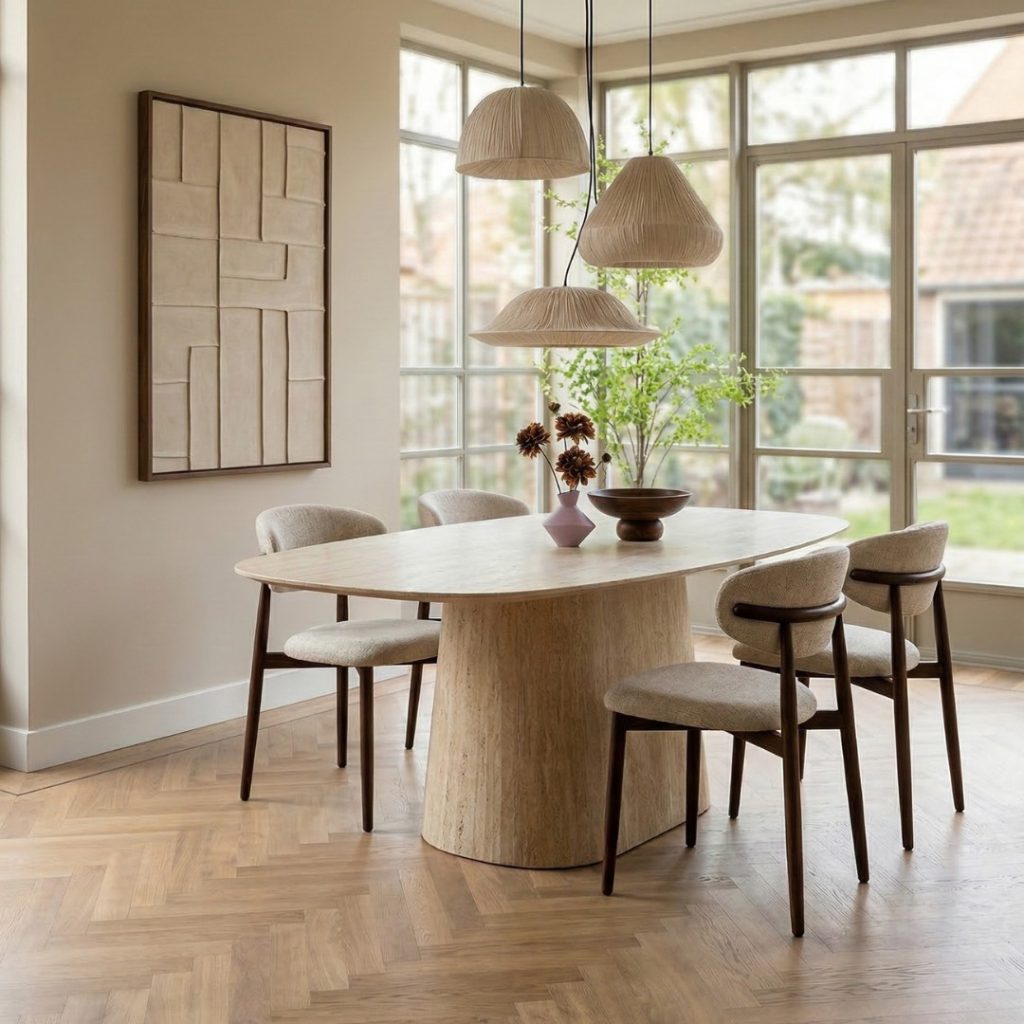 Eettafel Mara Travertin van de HUUS Premium Collectie