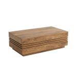 Zijaanzicht van de salontafel in kleur naturel met blokvormig ontwerp en zichtbaar lijnendetail tegen een witte achtergrond.