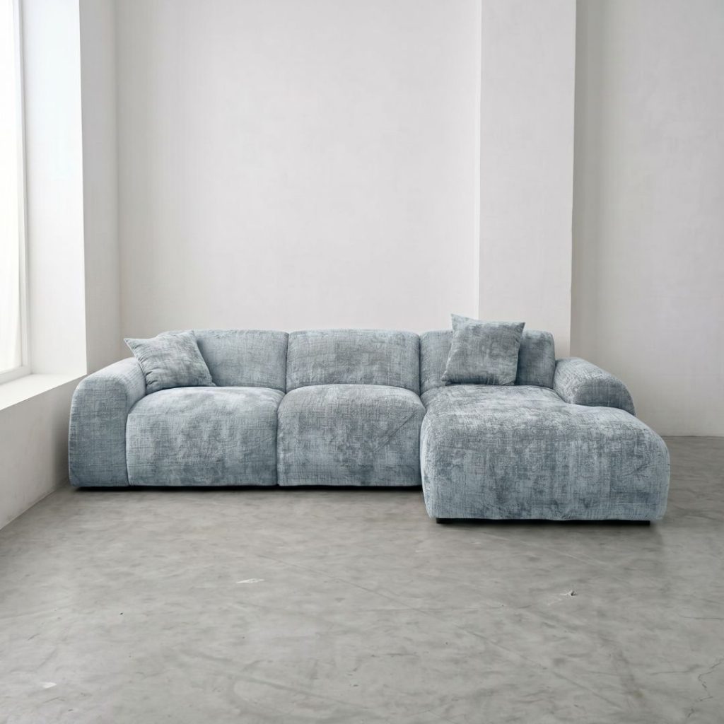 Hoekbank Cloudy chenille licht blauw rechts