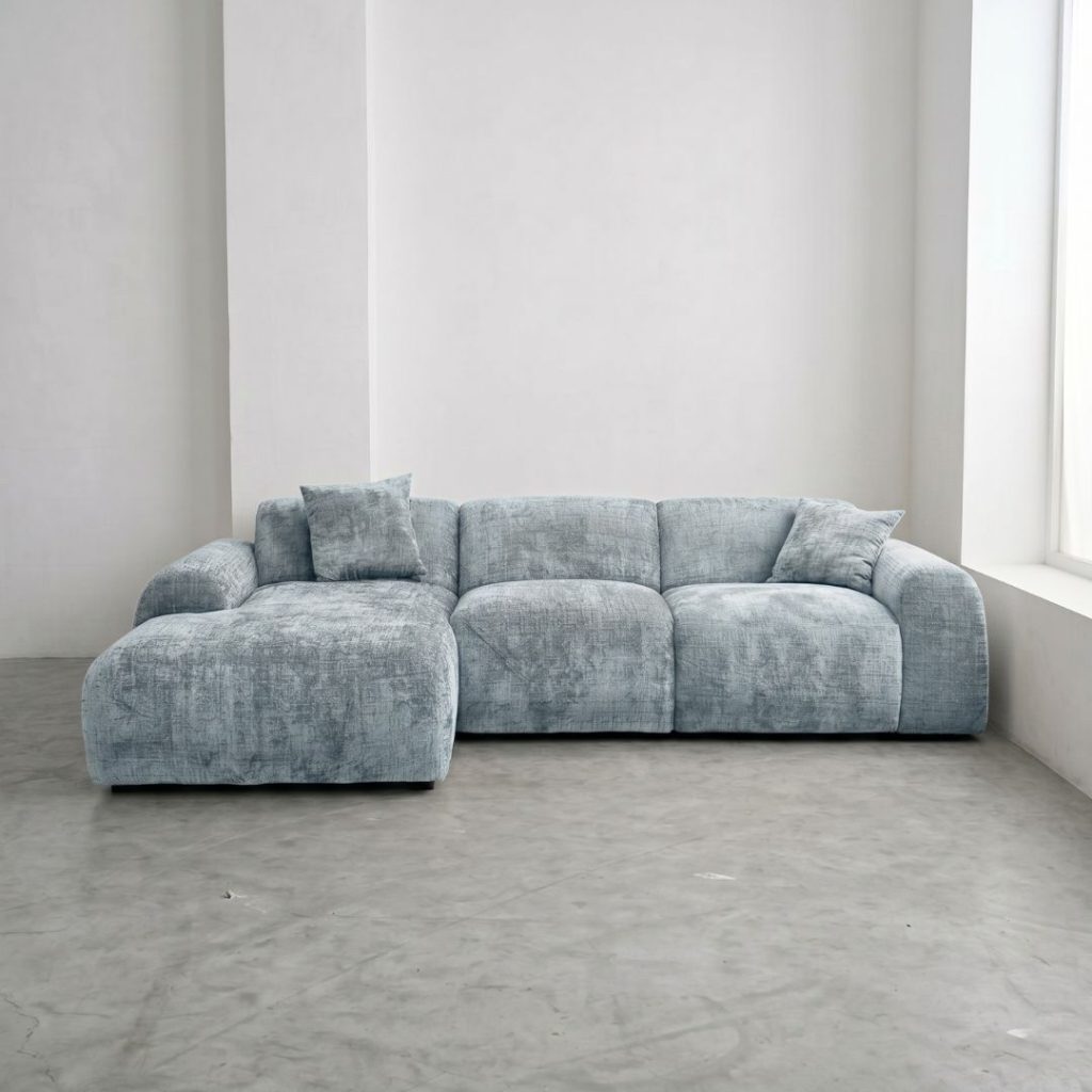 Hoekbank Cloudy chenille licht blauw links