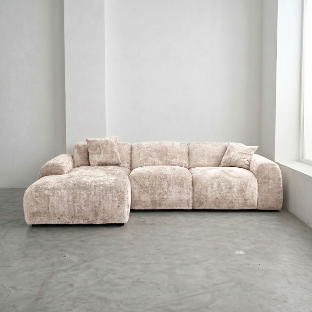 Hoekbank Cloudy Chenille beige links
