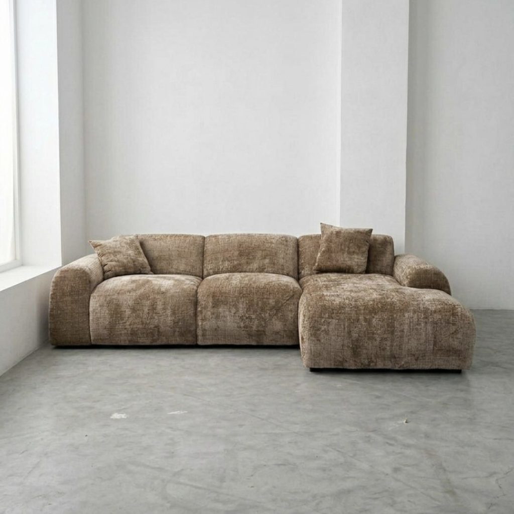 Hoekbank Cloudy chenille caramel rechts