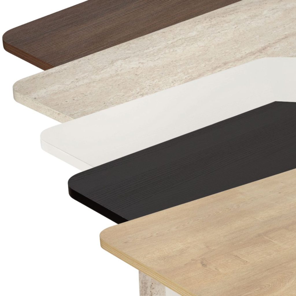 alle kleurstalen van eettafel keiko naast elkaar getoond