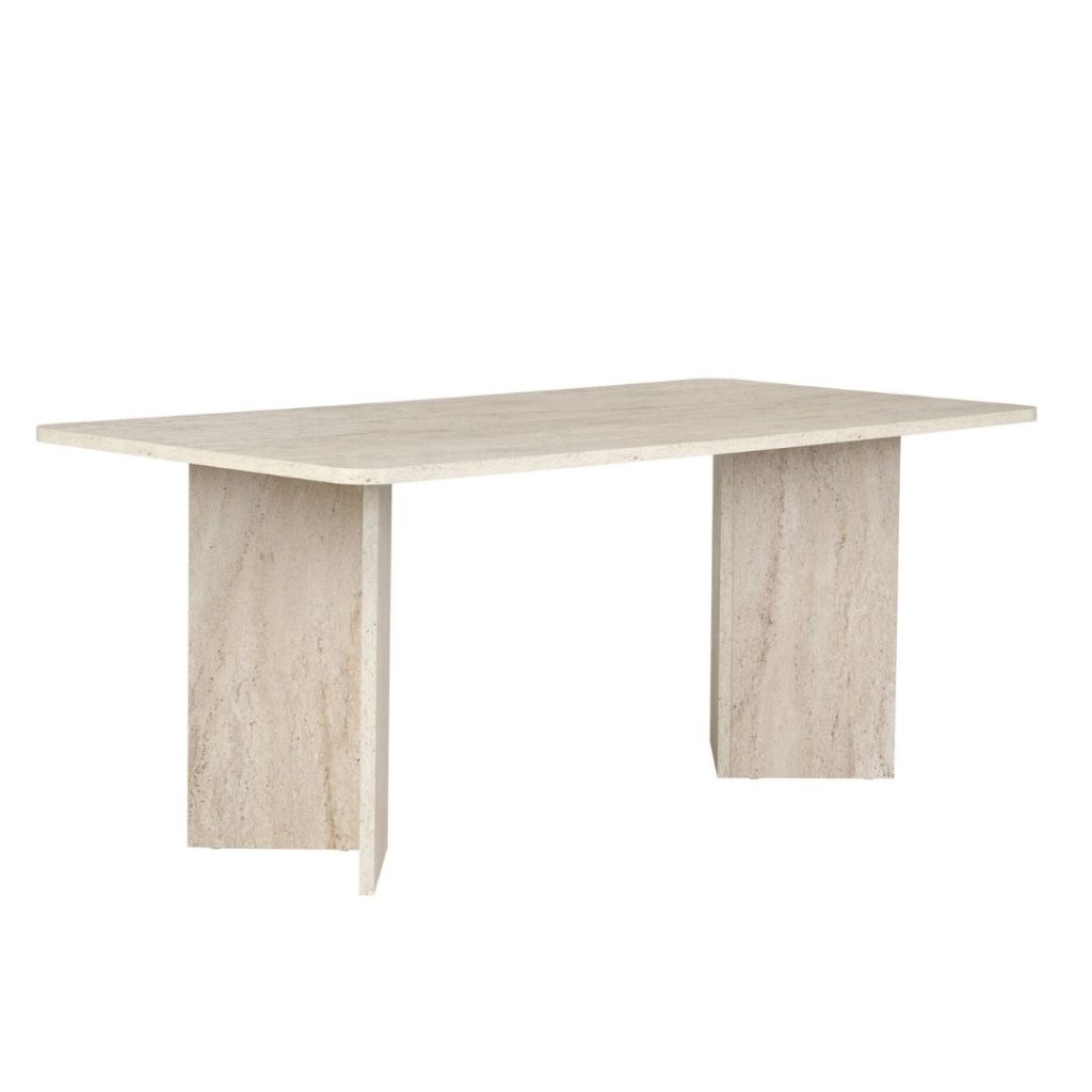 eettafel keiko op witte achtergond in de kleur travertin
