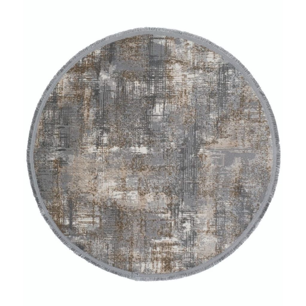 HUUS vloerkleed grijs en beige 100cm op witte achtergrond