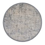 vloerkleed beige grijs tinten en franje detail op witte achtergond 120cm