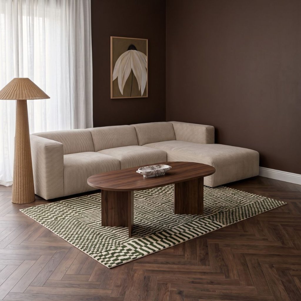 Salontafel Shiro in walnootlook in een rustig Japandi interieur