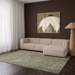 Beige hoekbank in ribstof gecombineerd met een rustig Japandi interieur