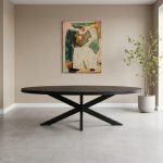 Eettafel Apeldoorn ovaal van 240cm gemaakt van zwart mangohout