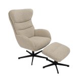 Draaifauteuil Malmo van LABEL51 in een naturel boucle stof en inclusief hocker!