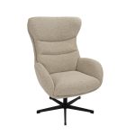 Draaifauteuil Malmo van LABEL51 in een naturel boucle stof en inclusief hocker!