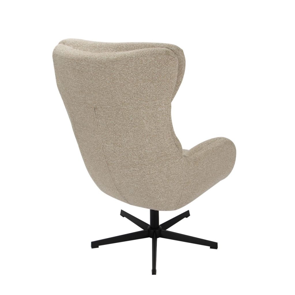 Draaifauteuil Malmo van LABEL51 in een naturel boucle stof en inclusief hocker!