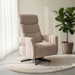 Elektrische relaxfauteuil Tampere van LABEL51 in een naturel boucle stof nu verkrijgbaar op HUUS.nl.
