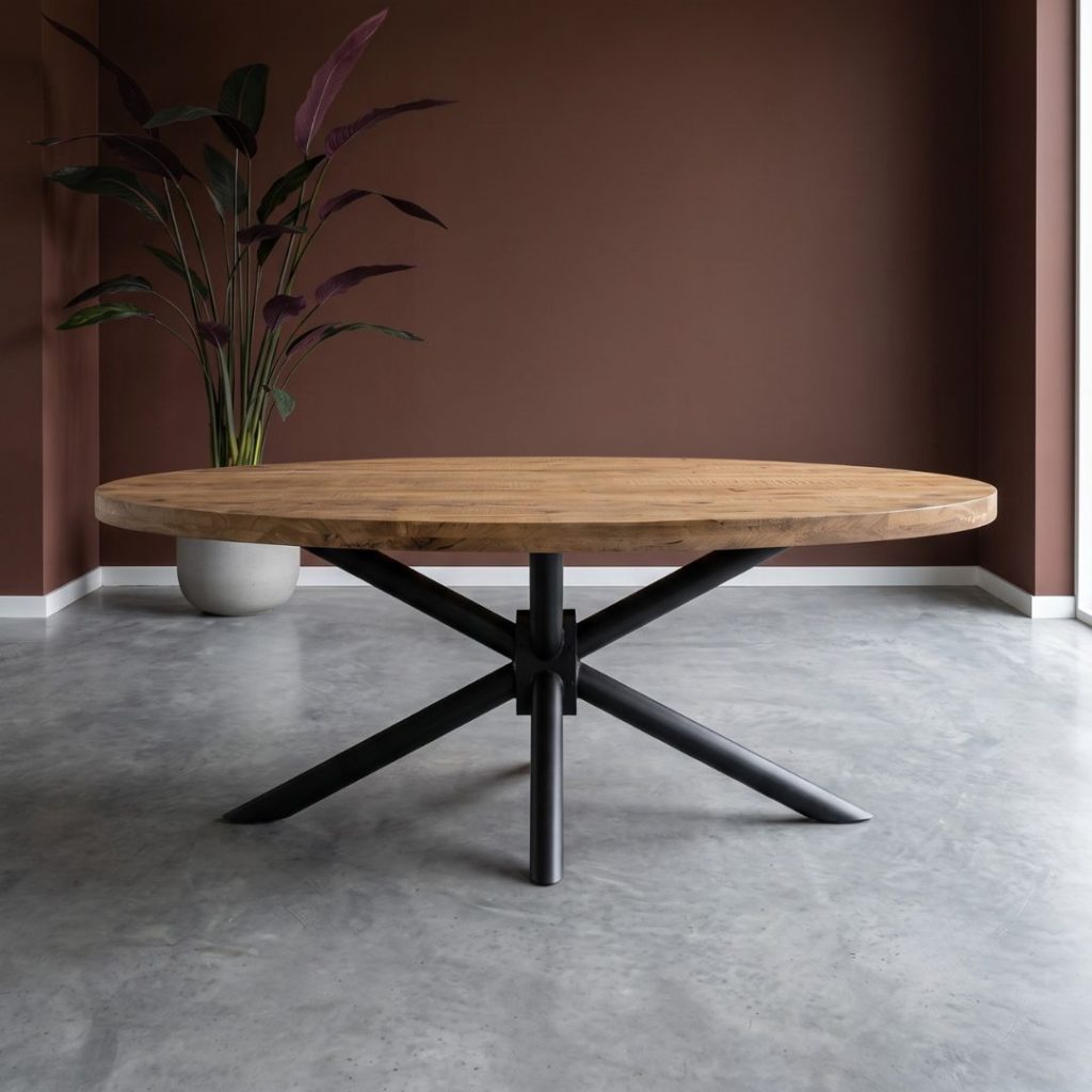 Mangohouten ovale eettafel Iris nu extra voordeling in combinatie met eetkamerstoel nine.